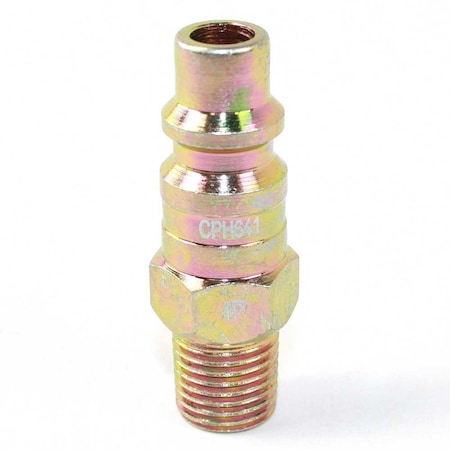 Interstate Pneumatics 3/8 Inch Industrial Steel Coupler Plug x 1/4 Inch Male NPT, PK 25 CPH641-25K